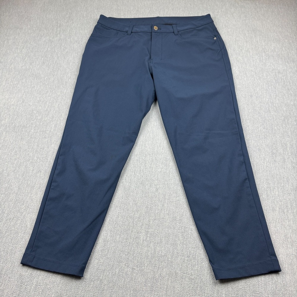 Lululemon Pants Men 34 Blue ABC Slim Fit 27" Warpstreme Flat Front Athletic